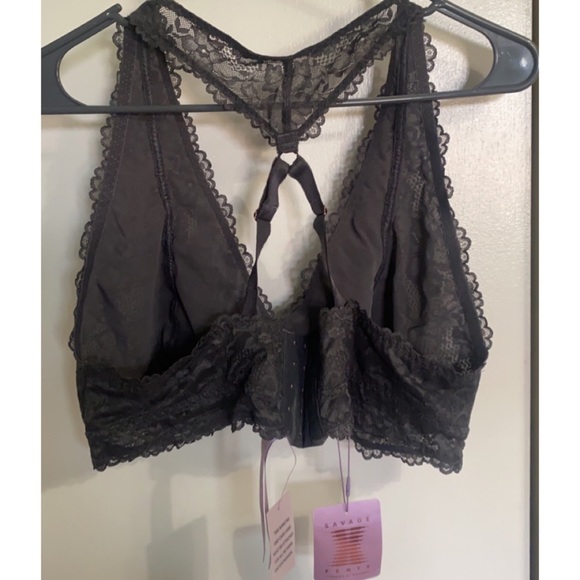 New Savage X Fenty Gray Lace Racerback Bralette - Picture 2 of 3